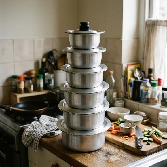 Crockery King Steel Deghchi Set Stainless Steel - 6 Pieces
