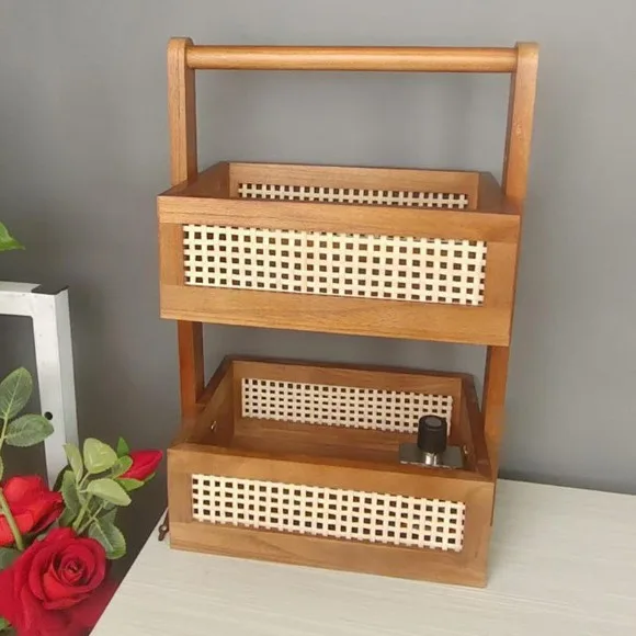 Double Layer Bamboo Storage Rack