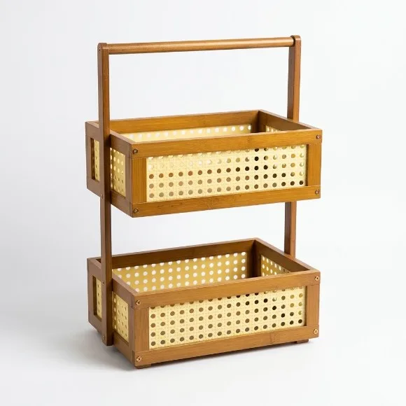 Double Layer Bamboo Storage Rack