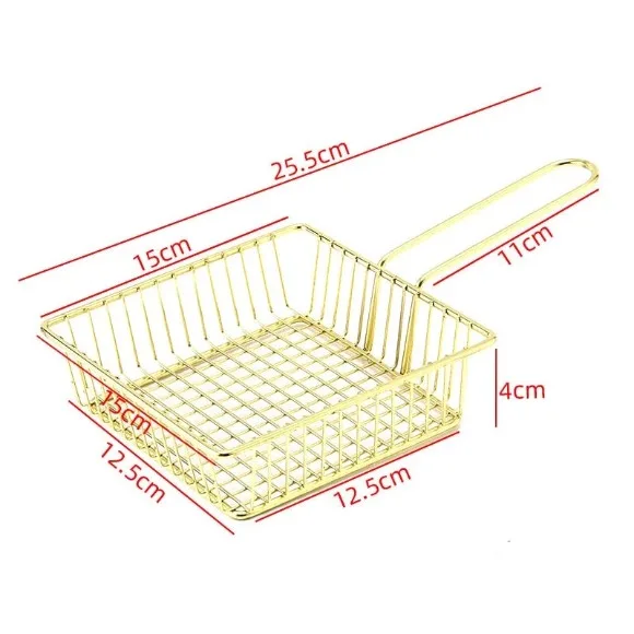 Golden Stainless Steel Tray French Fries Basket