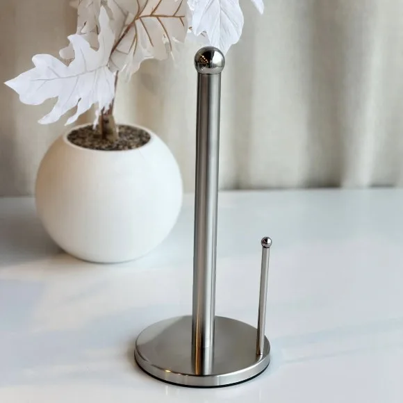 Stainless Steel Paper Towel HolderStainless Steel Round Head Roll Paper Bar Creative Vertical Perforation Kitchen Bathroom Toilet Paper Holder