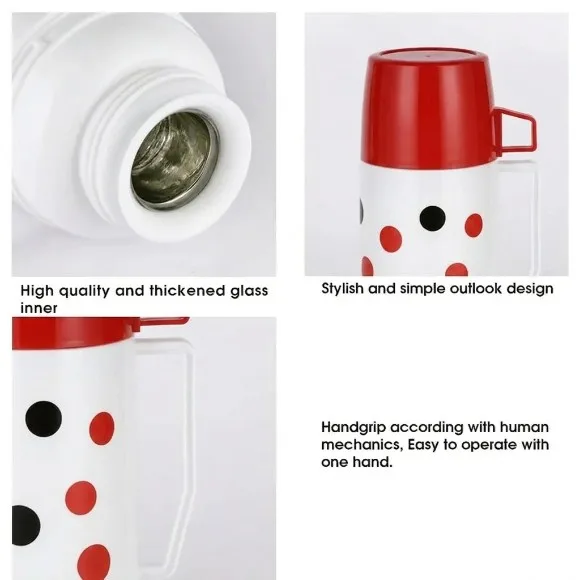 DAYDAYs Plastic Thermos Vacuum Flask Glass Liner 0.6L