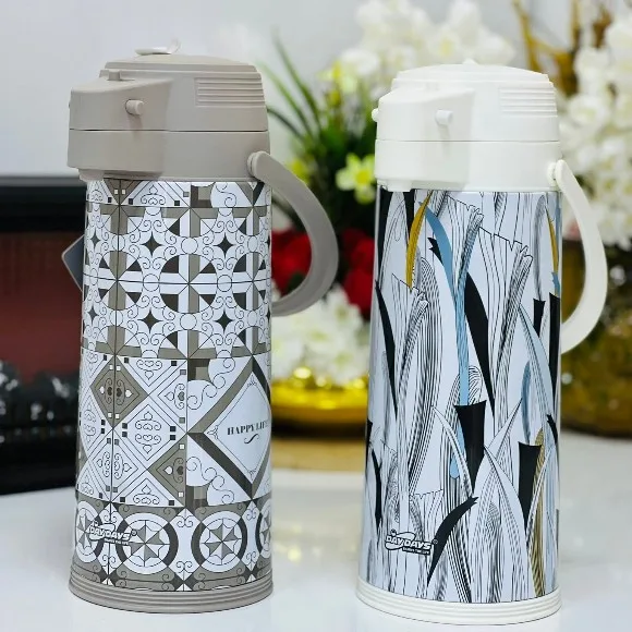 Daydays Stainless Steel Airpot Thermos Vacuum Insulated Pump Flask with Glass Liner 1.9 Liter