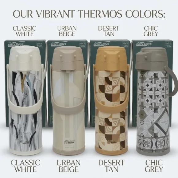 Daydays Stainless Steel Airpot Thermos Vacuum Insulated Pump Flask with Glass Liner 1.9 Liter