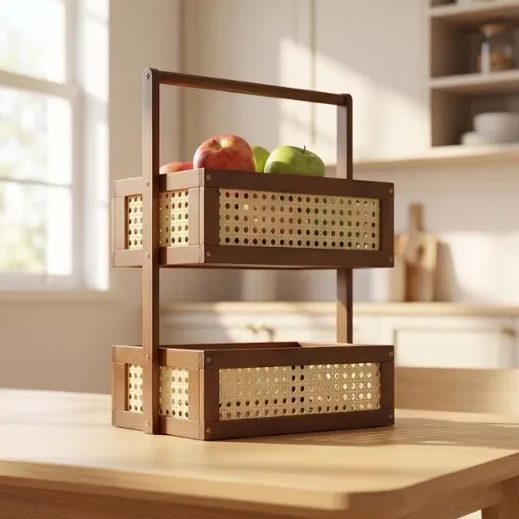 Double Layer Bamboo Storage Rack