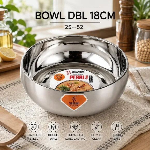 Double-Wall Stainless Steel Bowl-18cm