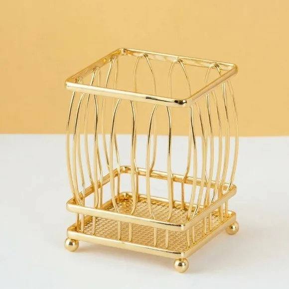 Durable Chopsticks Storage Rack Square With Gold Household Tableware Spoon Drain Rack Countertop Storage Rack Home Kitchen