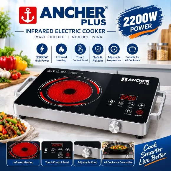 Electric Stove for Cooking  2200W Ancher Plus Infrared Cooker for Kitchen thumbnail 2