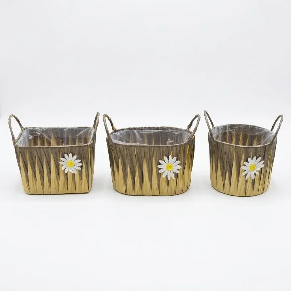 Elegant Gold Flower Pot & Hamper Basket Floral Basket