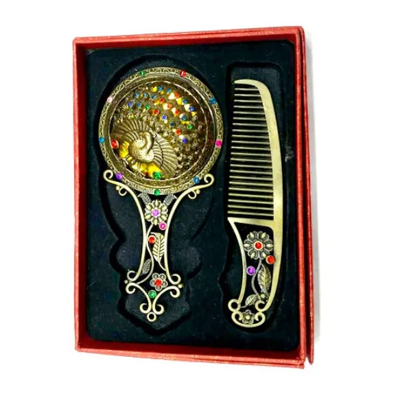 Fancy Peacock Mirror Comb Set BN1