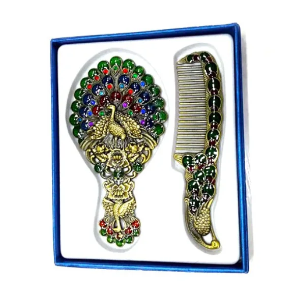 Fancy Peacock Mirror Comb Set BN2