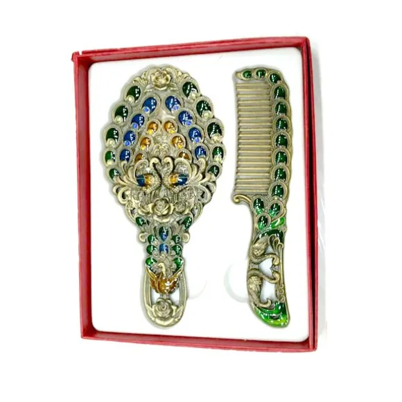 Fancy Peacock Mirror Comb Set BN3