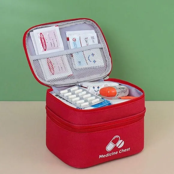 First Aid Kit Bag Medicine Box Double-Layer Medicine Sorting Bag