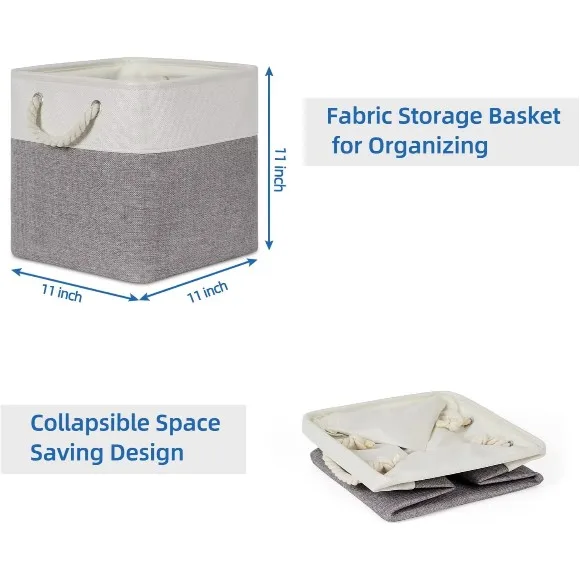 Foldable Storage Cubes Bins for Home Collapsible Fabric Storage Baskets with Ropes Handle