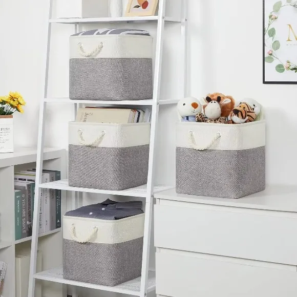 Foldable Storage Cubes Bins for Home Collapsible Fabric Storage Baskets with Ropes Handle