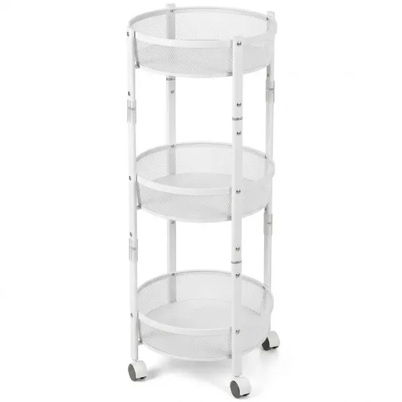 Foldable Storage Rack Round Rotatable Snack Organizer Trolley Kitchen Rack Storage Organizer