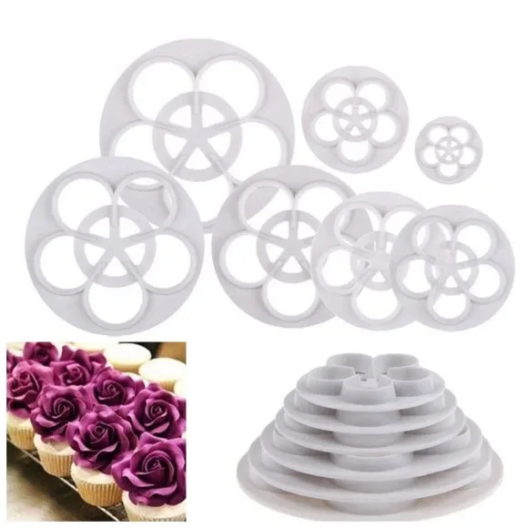 Fondant 5 Patel Rose Cutter Set 6 Pcs