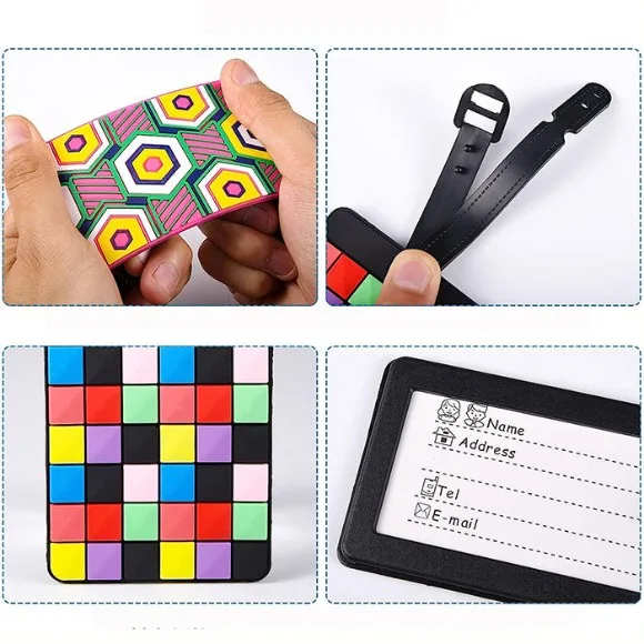 Geometric Patterns Name Luggage Tags Baggages Tag with Buckle Luggage Tags