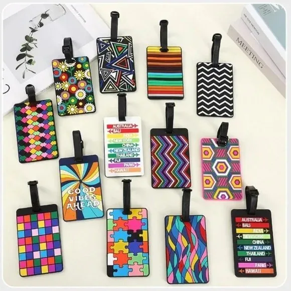 Geometric Patterns Name Luggage Tags Baggages Tag with Buckle Luggage Tags