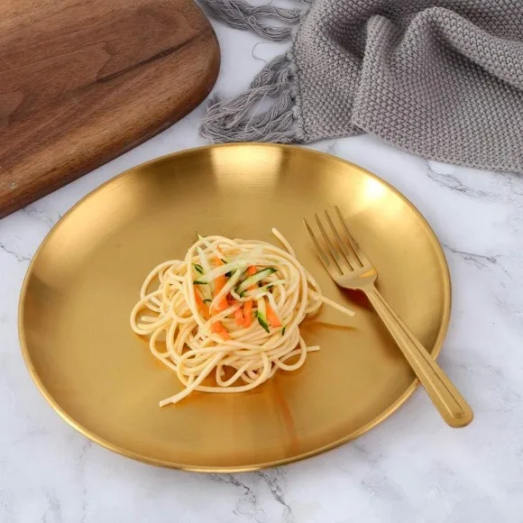 Gold Plate Round Stainless Steel Size : 30 CM