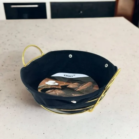 Gold & Silver Plated Serving Basket With  Fabric