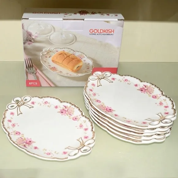 Goldkish Porceline Serving Plates 6 Piece Set 8 Inch