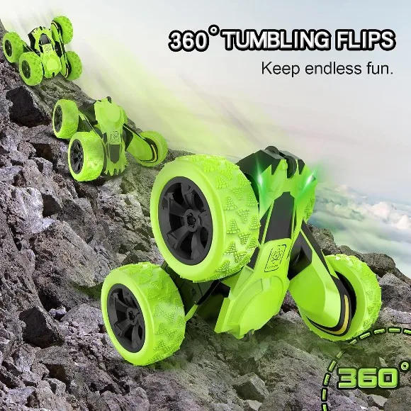 (Green) - RC Car Remote Control Stunt Car,