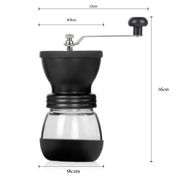 Hand Crank Coffee Mill Ceramic Core Manual Coffee Grinder with Glass Jar