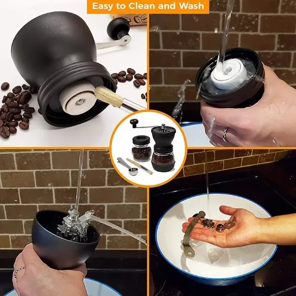 Hand Crank Coffee Mill Ceramic Core Manual Coffee Grinder with Glass Jar