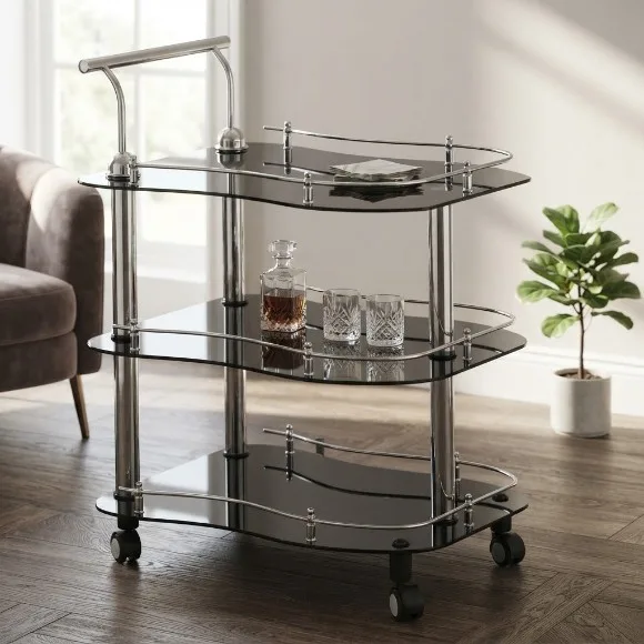 High Quality Classic Glass Style Tea Serving Trolley