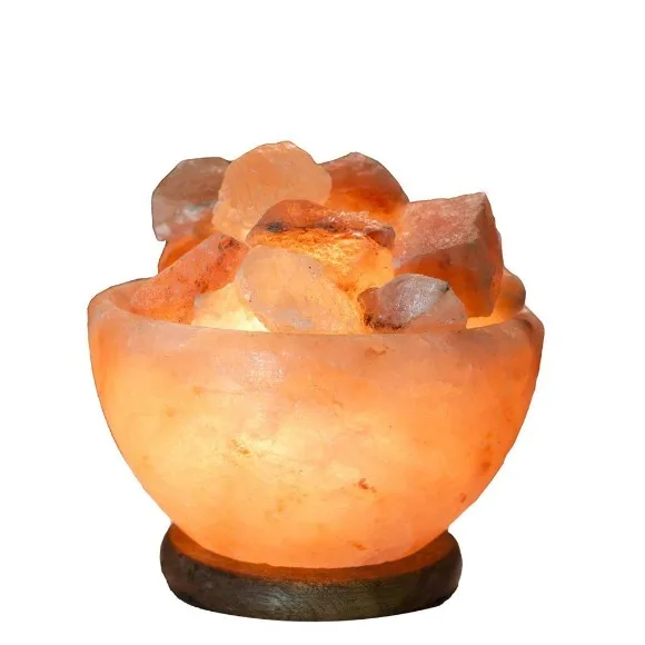 Himalayan Salt Lamp Big Bowl Shape With Salt Chunks And Wooden Base