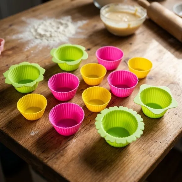 Hua You 12 Pcs Silicone Cupcake Molder Bakeware Set