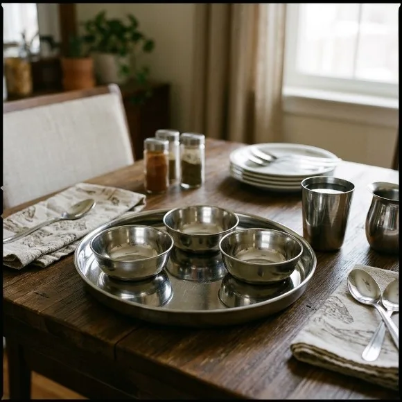 Indian Style Thaal Small 4 Piece - Indian Thali