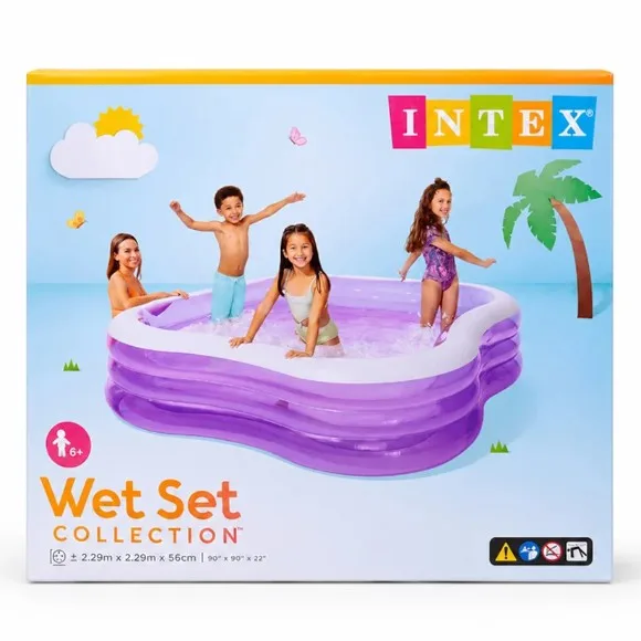 Intex Swim Center Family Inflatable Pool - 7.5 x 7.5 x 1.8 Feet - Age 3+ - 57495