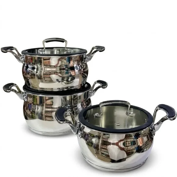 Karkmos Softram 6-Piece Stainless Steel Cookware Casserole Set with Heat-Resistant Glass Lids & Ergonomic Handles – 3 Heavy-Duty Cooking Pots with Lids