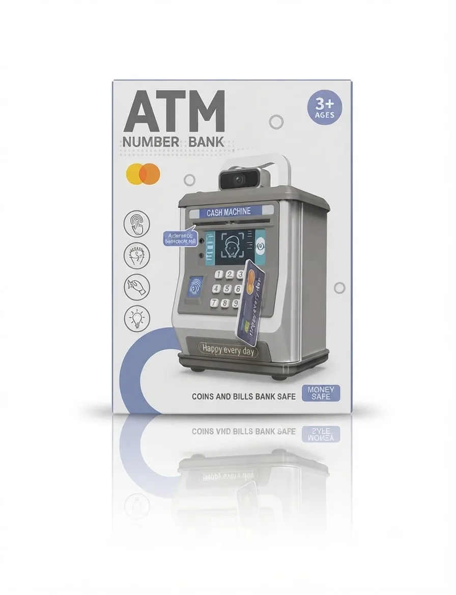 Kids Electronic ATM Piggy Bank & Savings Safe Box 677-20 - Toy Cash Ma