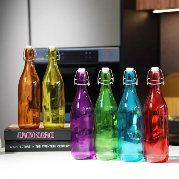KLEEYO Mini Costalata Glass Bottles with Swing Top Lid