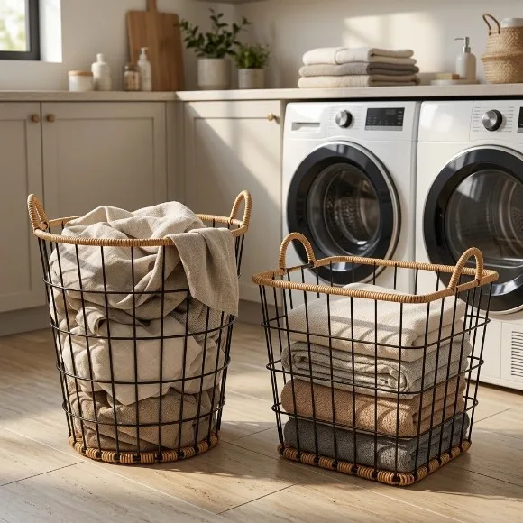 Large Wicker Laundry Basket – Round & Square Designs
