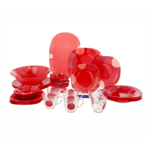 Luminarc Glassware Red Dinner Set 71 Pieces - 8 Person