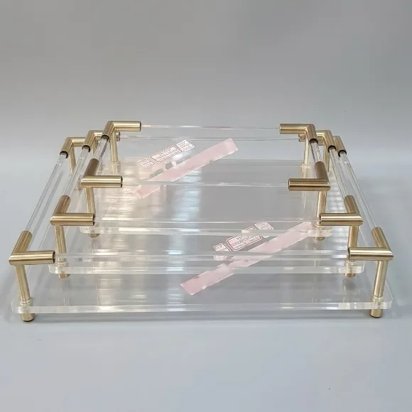 Luxury 3-Piece Clear Acrylic Serving Tray Set