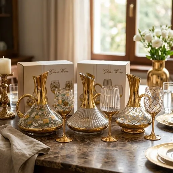 Luxury 7-piece Turkish Gold-Plated Glass Water Set