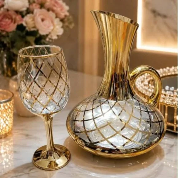 Luxury 7-piece Turkish Gold-Plated Glass Water Set thumbnail 5