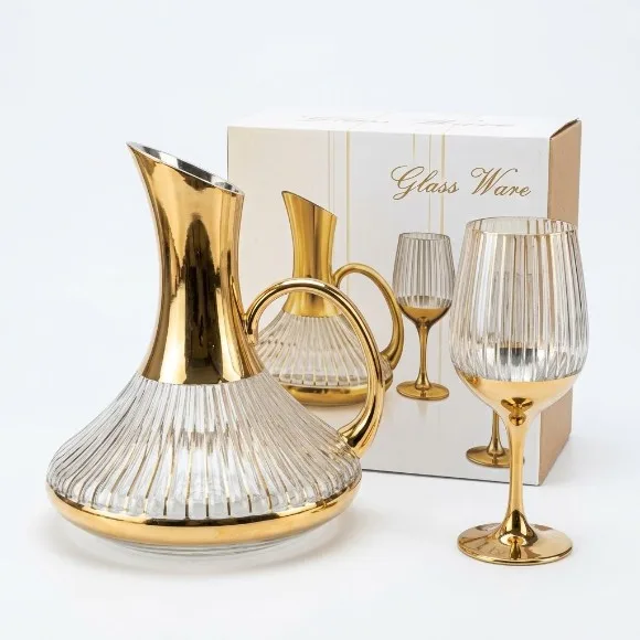 Luxury 7-piece Turkish Gold-Plated Glass Water Set thumbnail 3