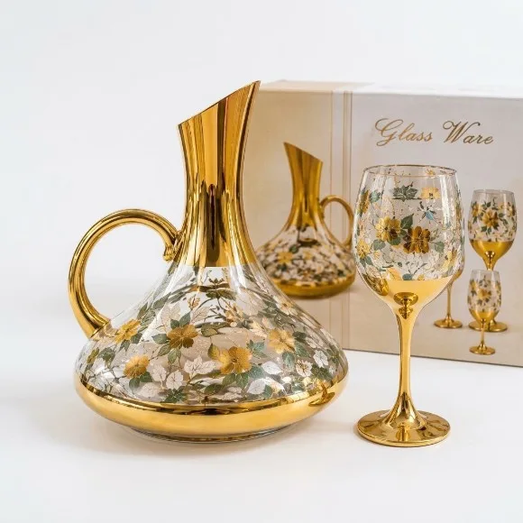 Luxury 7-piece Turkish Gold-Plated Glass Water Set thumbnail 4