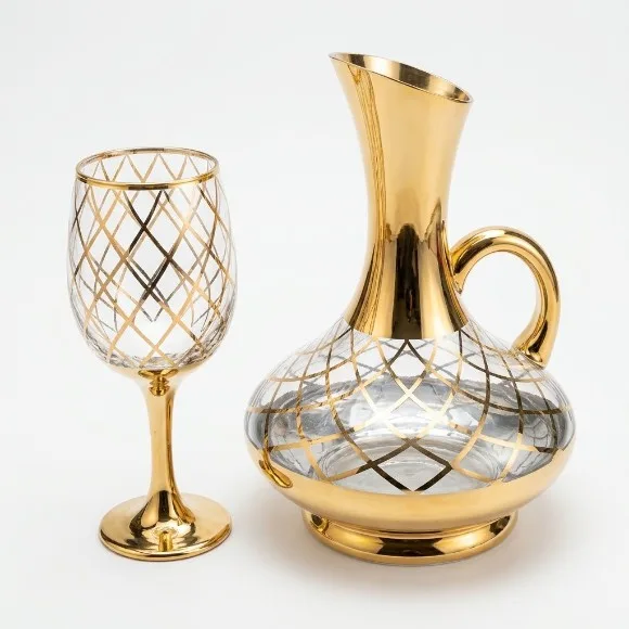 Luxury 7-piece Turkish Gold-Plated Glass Water Set thumbnail 6