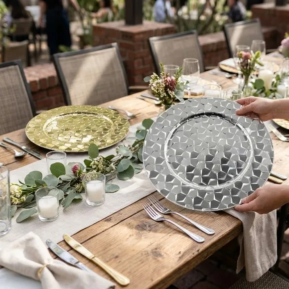 Luxury Acrylic / Plastic Round Charger Plate 12Inch