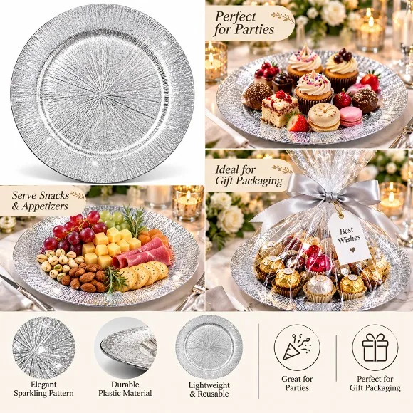 Luxury Acrylic / Plastic Round Charger Plate 12Inch