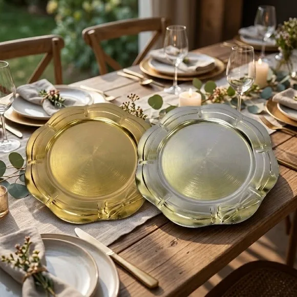 Luxury Acrylic / Plastic Round Charger Plate 12Inch