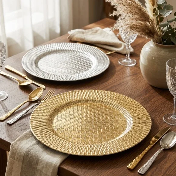 Luxury Acrylic / Plastic Round Charger Plate 12Inch