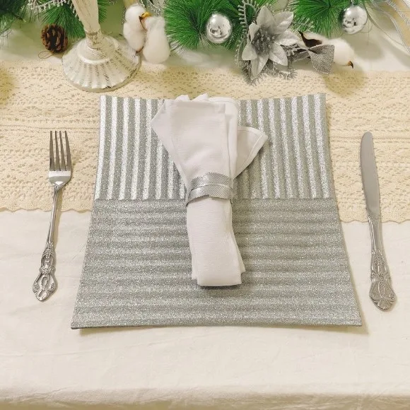 Luxury Glittery Charger Plate Quadrangular High Quality Plastic Lightweight And Unbreakable Suitable For Wedding Party Event Dinner Table Decoration